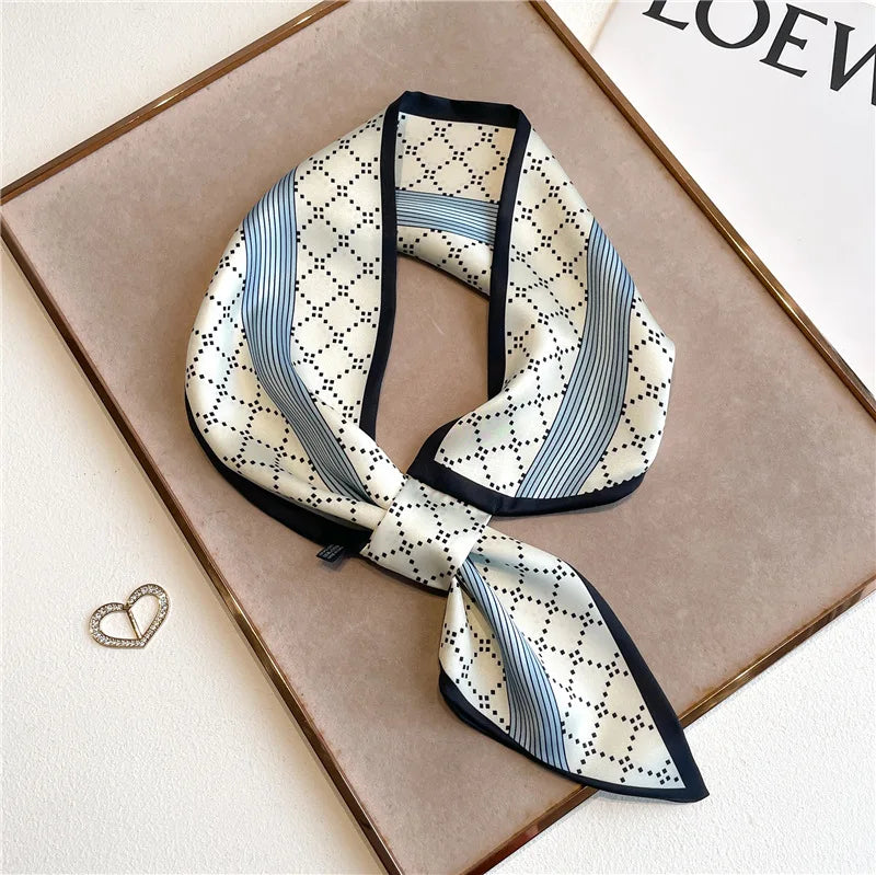 Equestrian Animal Print Skinny Neck Scarf for Women Satin Ribbon Bandana Hair Tie Wrist Wrap Accessory Multi-Use Fashion Scarf Year-Round | Thomler