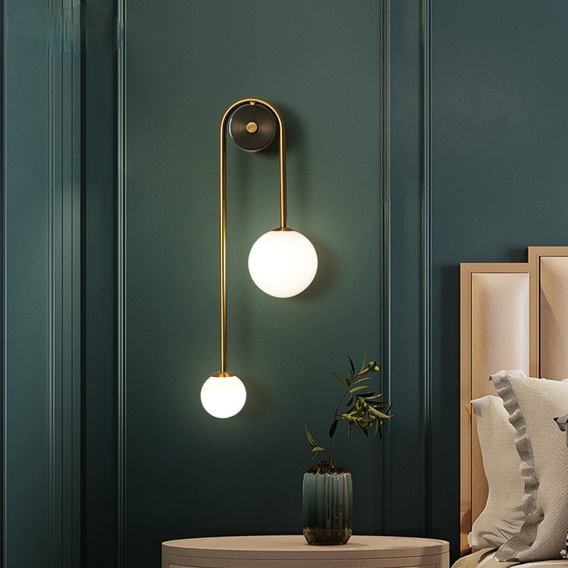 Glass Shade Wall Sconce Light with Brass-Finish Metal Frame for Hallway, Bedroom, Living Room & Bathroom Lighting | Thomler
