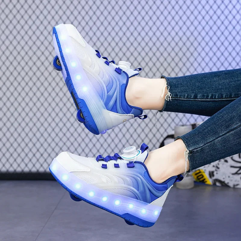 Kids Light-Up Roller Skate Shoes with USB Rechargeable LED Wheels | Rolling Sneakers for Boys & Girls | Outdoor Recreation & Active Play | Thomler