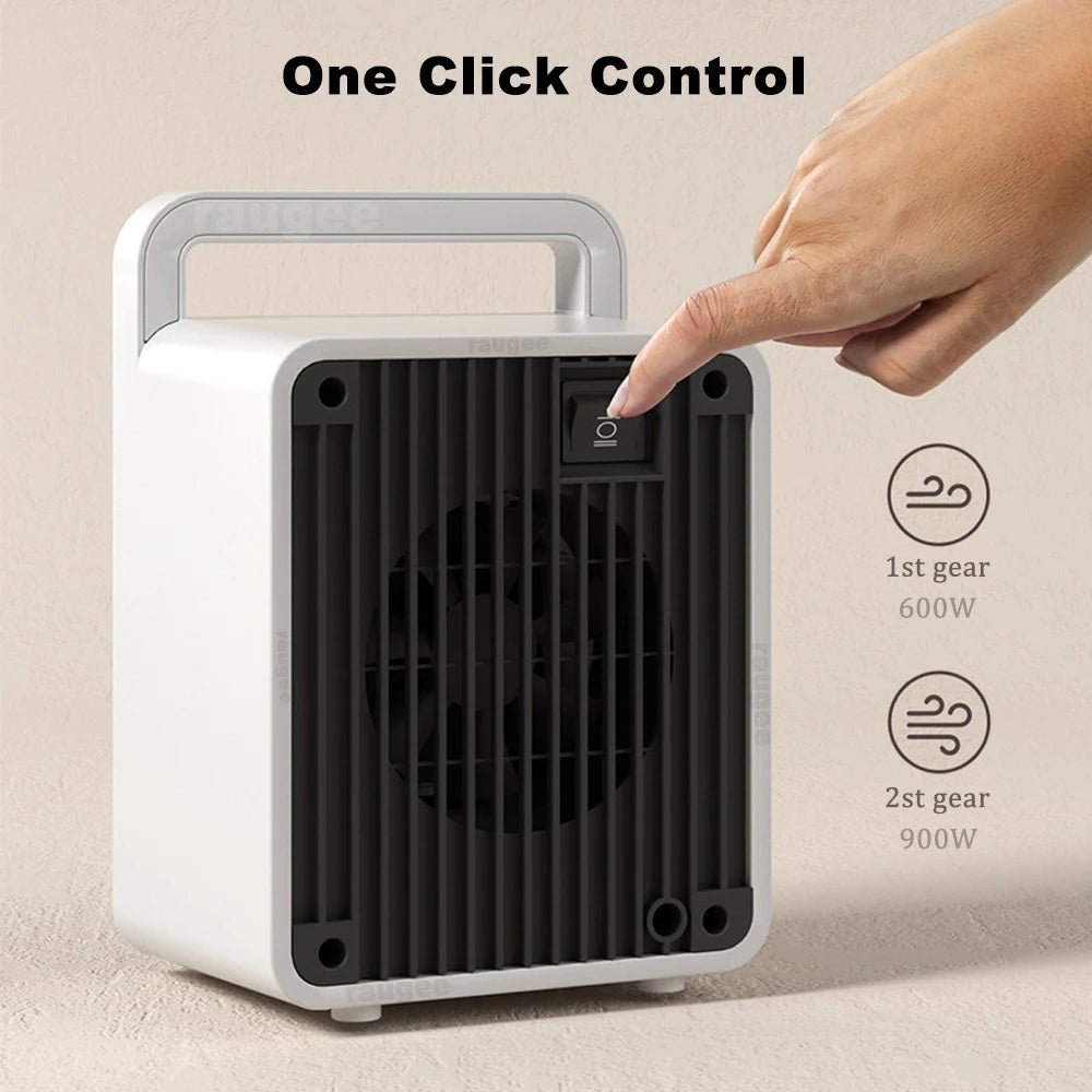 Compact 600W Desktop Space Heater with Fast PTC Ceramic Heat & Safety Shutoff for Home Office Desk Bedroom Small Room Personal Warming | Thomler
