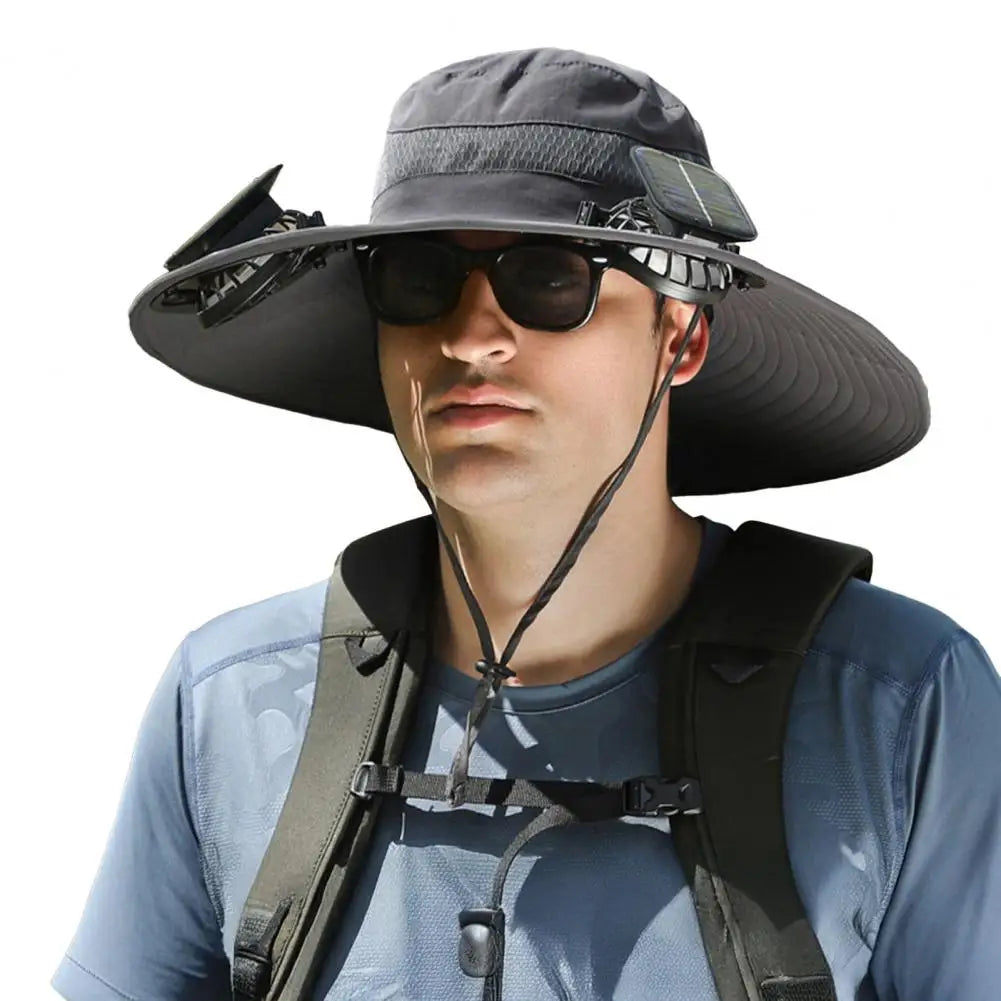 Solar-Powered Fan Hat with Wide Brim for Hiking, Fishing & Outdoor Adventures | Thomler