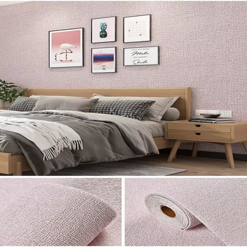 Wallpaper Linen Texture 50.0 cm Peel Stick 3D Wall Panel Living Room Bedroom Moisture Resistant Self Adhesive Covering | Thomler