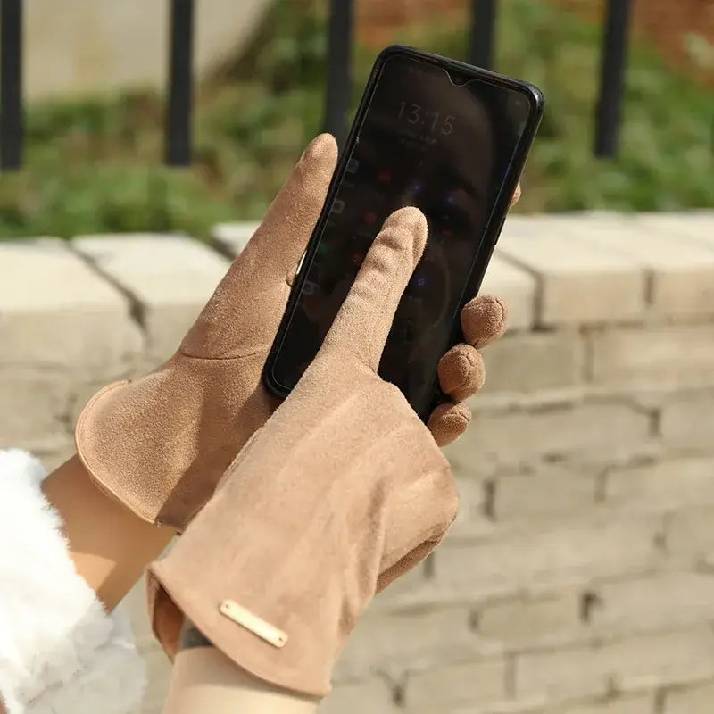 Touchscreen Winter Gloves – Windproof Faux Suede with Full Finger Coverage for Cold Weather | Thomler