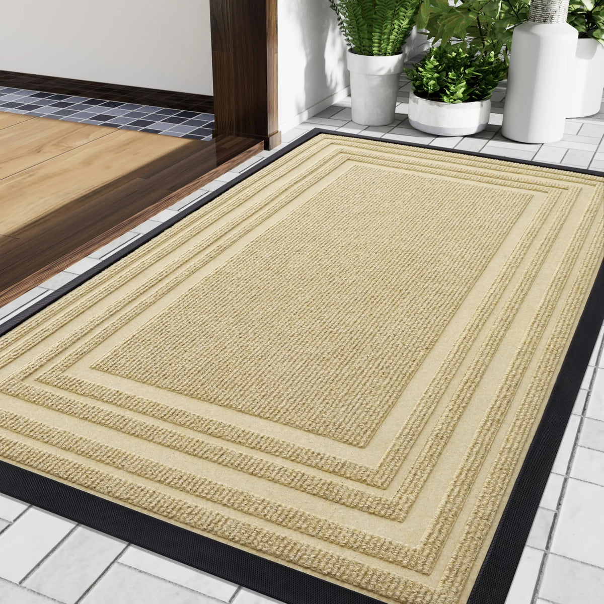 Natural Rubber Entryway Rug with Slip-Resistant Backing for All-Weather Use | Thomler