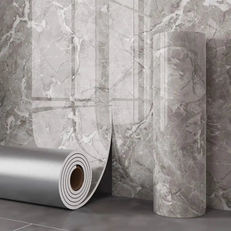 Decorative Film PVC Marble Effect 40.0 cm x 300.0 cm Grey Kitchen Countertop Furniture Wall Covering Self Adhesive Matte Wrap | Thomler