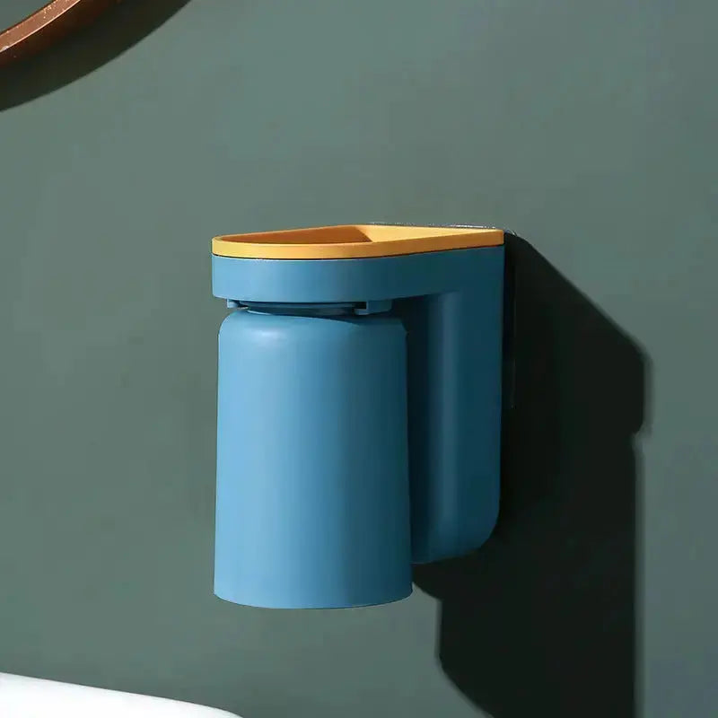 Toothbrush Holder ABS Plastic 12.5 cm Self Adhesive Bathroom Wall Mounted Organiser Toothpaste Cup Storage Set Of 2 | Thomler