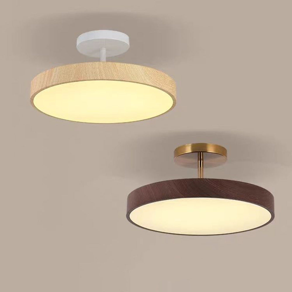 Ceiling Light Wood-Look 40.0 cm Semi-Surface Mount Living Room Bedroom Dining Room Warm LED Lighting | Thomler