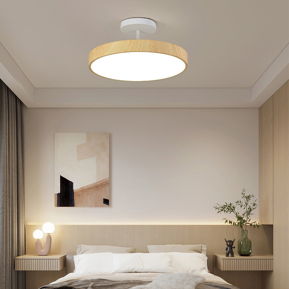Ceiling Light Wood-Look 40.0 cm Semi-Surface Mount Living Room Bedroom Dining Room Warm LED Lighting | Thomler