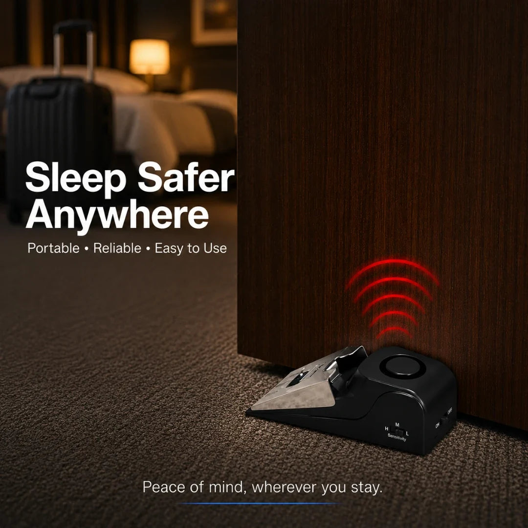 Door Wedge Security Alarm with 120dB Siren – Portable Entry Alert for Travel, Hotels & Home | Thomler