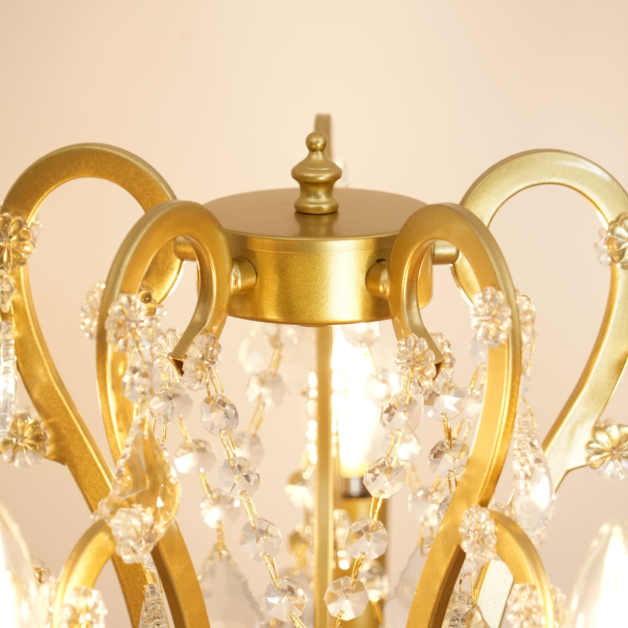 Floor Lamp Iron 20.9 in Crystal Retro White Gold Living Room Accent Lighting Decorative Stand | Thomler