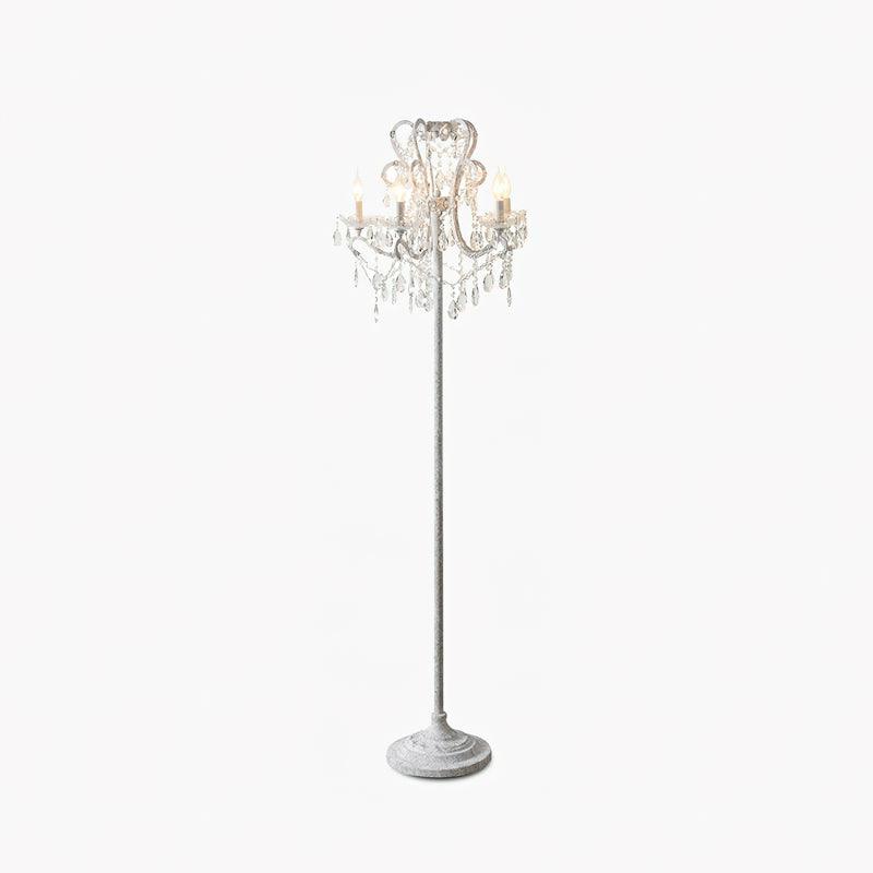Floor Lamp Iron 20.9 in Crystal Retro White Gold Living Room Accent Lighting Decorative Stand | Thomler