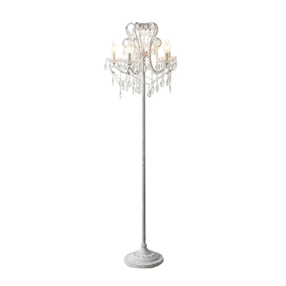 Floor Lamp Iron 20.9 in Crystal Retro White Gold Living Room Accent Lighting Decorative Stand | Thomler