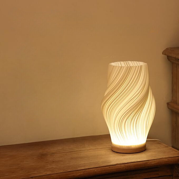 Sculptural Wave LED Desk Lamp with 3-Level Touch Dimmer for Bedroom, Office & Living Room | Thomler