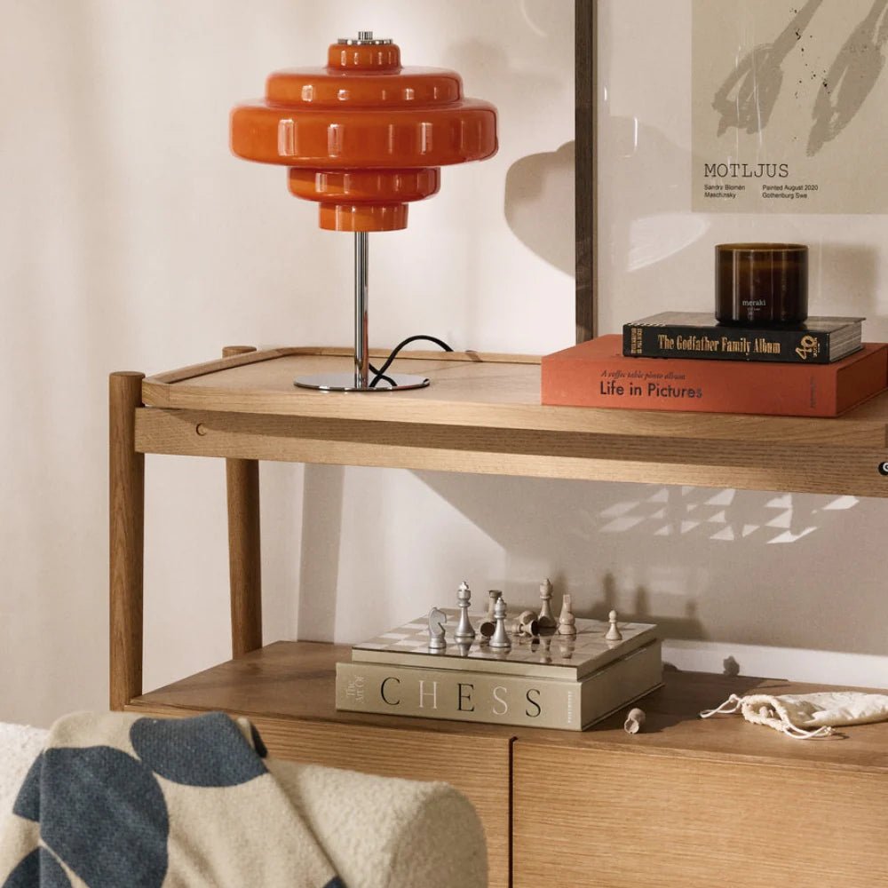 Table Lamp Glass 7.9 in Orange Bedroom Living Room Accent Light Modern Decorative Lighting | Thomler