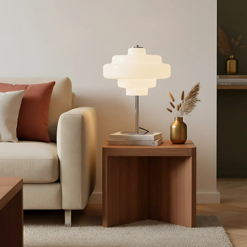Table Lamp Glass 7.9 in Orange Bedroom Living Room Accent Light Modern Decorative Lighting | Thomler