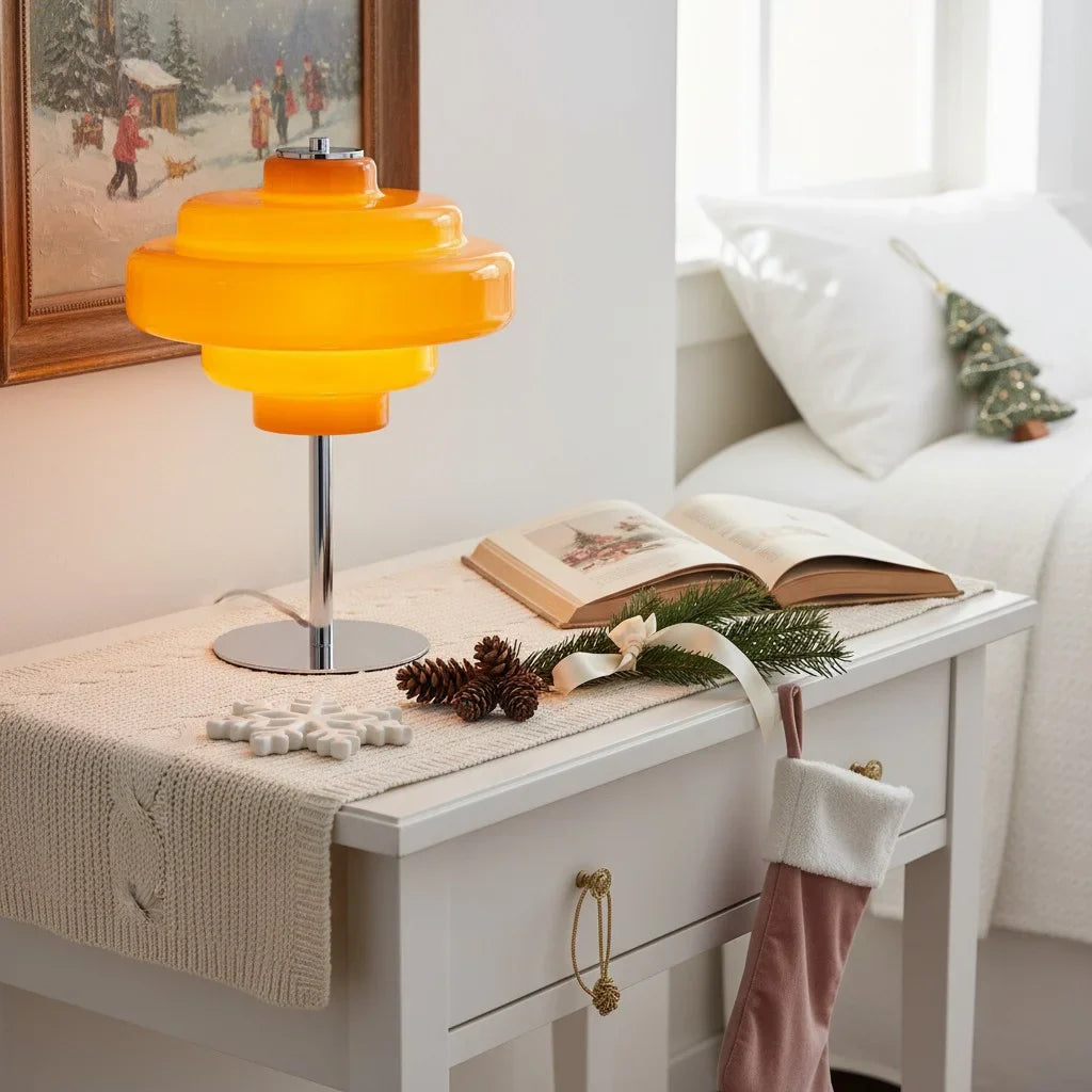 Table Lamp Glass 7.9 in Orange Bedroom Living Room Accent Light Modern Decorative Lighting | Thomler
