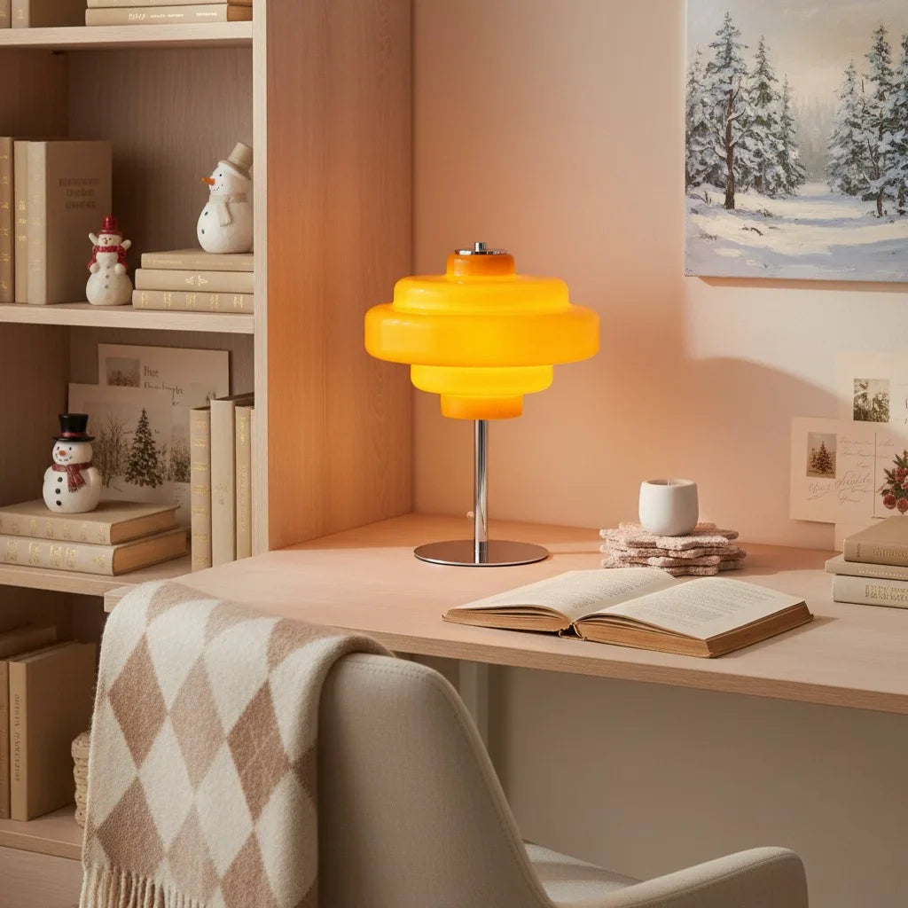 Table Lamp Glass 7.9 in Orange Bedroom Living Room Accent Light Modern Decorative Lighting | Thomler