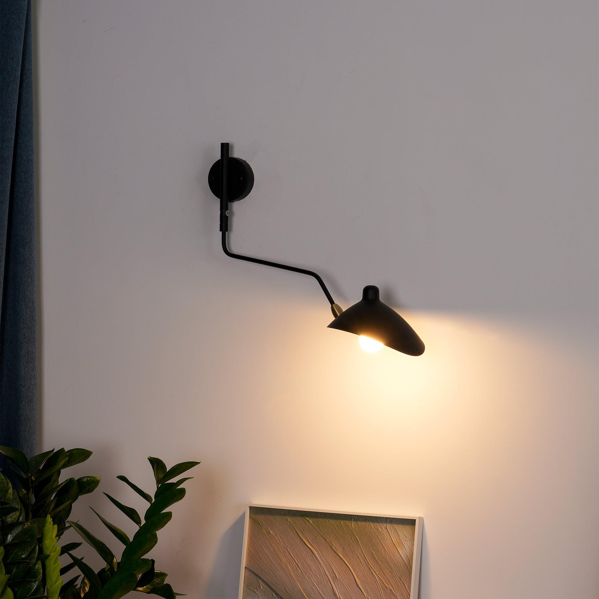 Articulated Arm Wall Sconce Black Mid-Century Modern Adjustable Swing Lamp for Living Room Bedroom Home Office Reading Light | Thomler