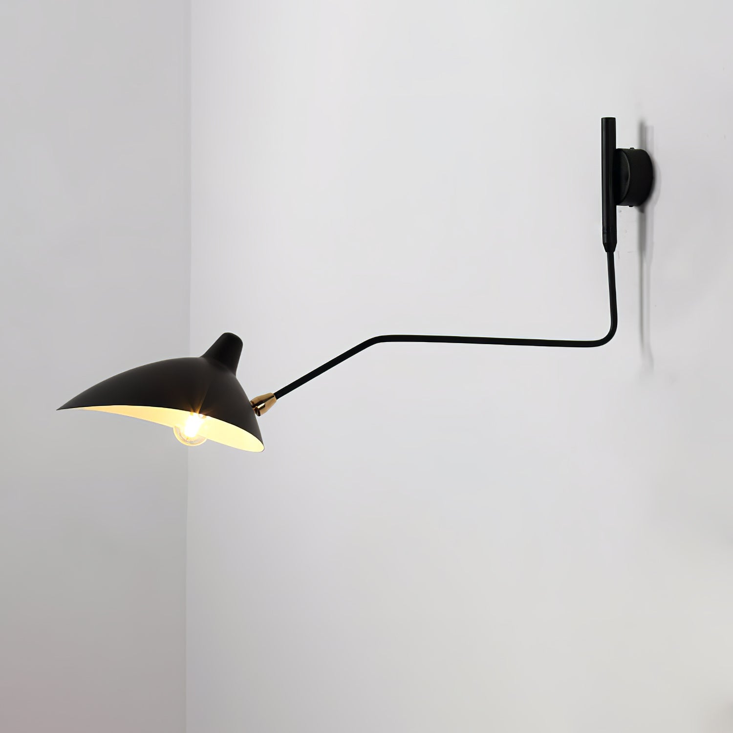 Articulated Arm Wall Sconce Black Mid-Century Modern Adjustable Swing Lamp for Living Room Bedroom Home Office Reading Light | Thomler