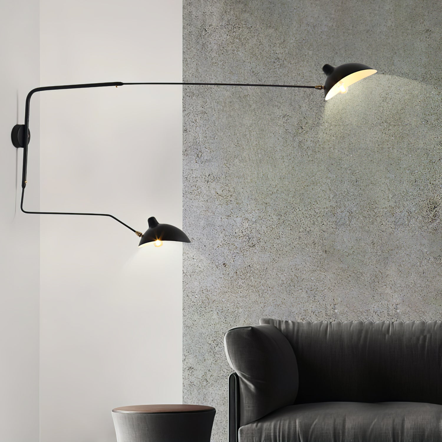 Articulated Arm Wall Sconce Black Mid-Century Modern Adjustable Swing Lamp for Living Room Bedroom Home Office Reading Light | Thomler