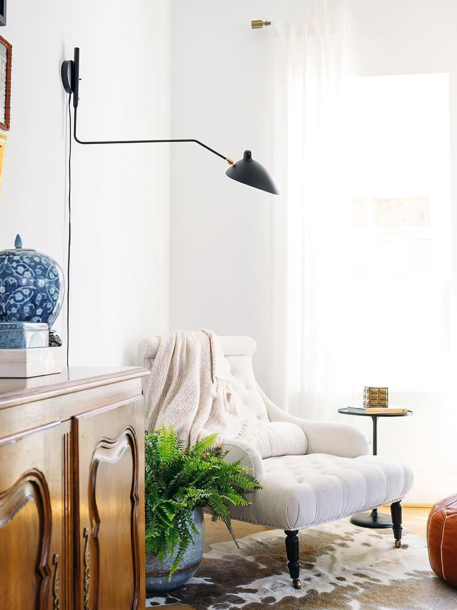 Articulated Arm Wall Sconce Black Mid-Century Modern Adjustable Swing Lamp for Living Room Bedroom Home Office Reading Light | Thomler