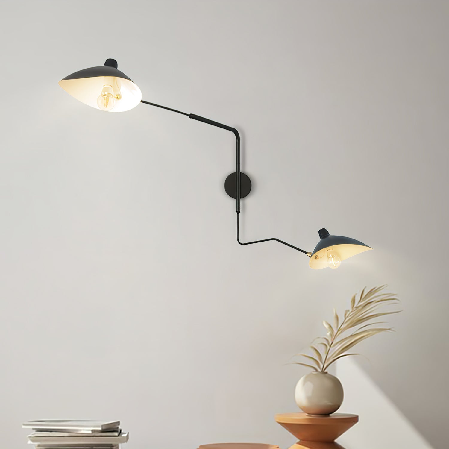 Articulated Arm Wall Sconce Black Mid-Century Modern Adjustable Swing Lamp for Living Room Bedroom Home Office Reading Light | Thomler