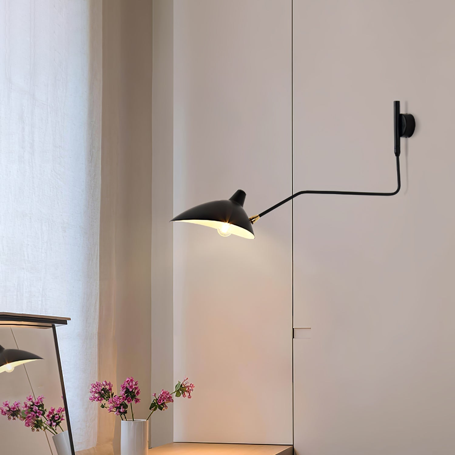 Articulated Arm Wall Sconce Black Mid-Century Modern Adjustable Swing Lamp for Living Room Bedroom Home Office Reading Light | Thomler