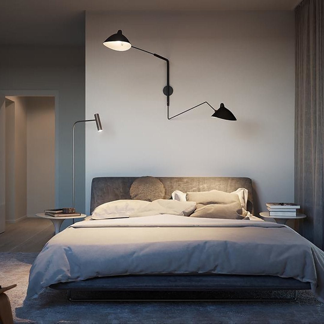 Articulated Arm Wall Sconce Black Mid-Century Modern Adjustable Swing Lamp for Living Room Bedroom Home Office Reading Light | Thomler
