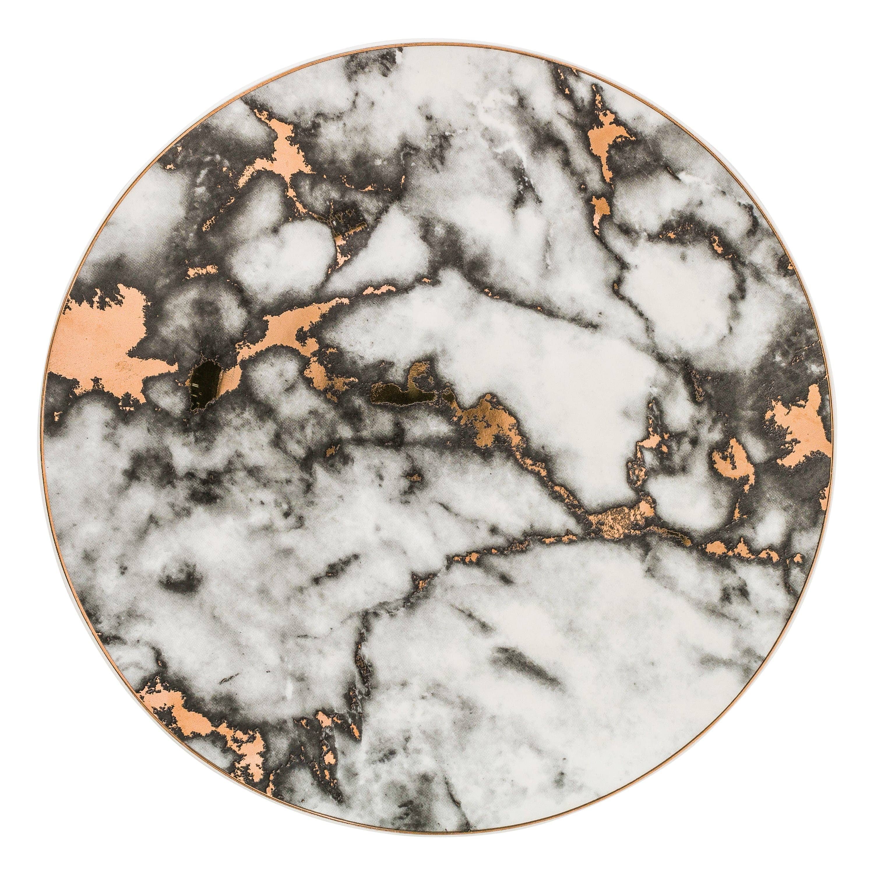 Dinner Plates Porcelain Marble Pattern 20.0 cm (7.9") Gold Rim Dining Table Dessert Salad Serving Tableware Set | Thomler