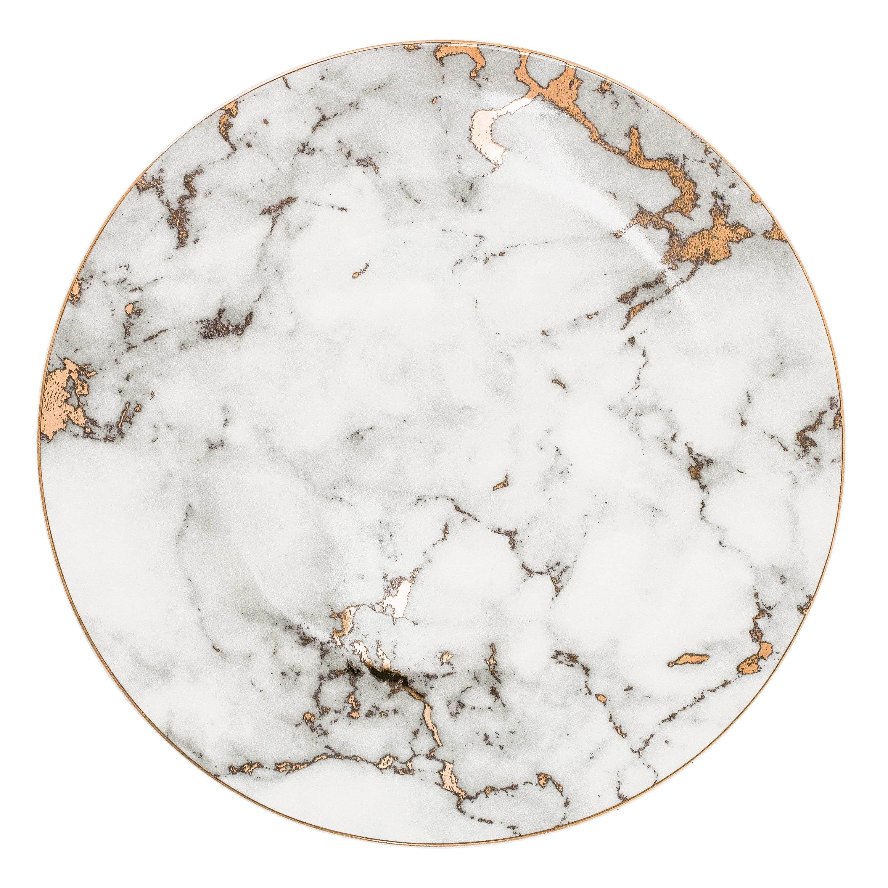 Dinner Plates Porcelain Marble Pattern 20.0 cm (7.9") Gold Rim Dining Table Dessert Salad Serving Tableware Set | Thomler
