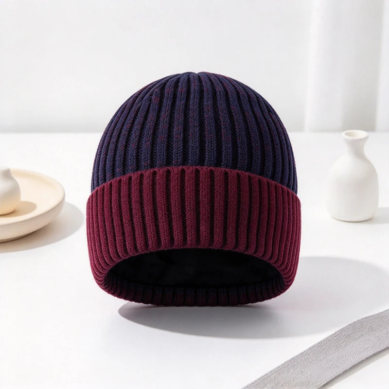 Men's Thermal Knit Winter Beanie with Fleece Lining – Ribbed Cuff Hat for Everyday Cold-Weather Comfort | Thomler
