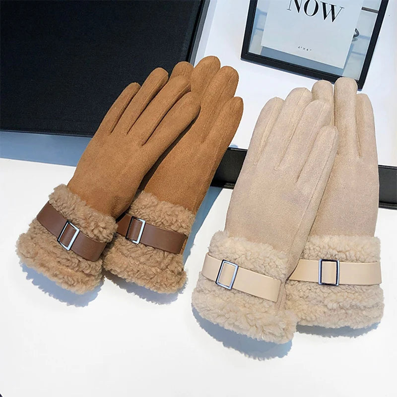 Women's Insulated Touchscreen Gloves with Sherpa Lining – Windproof Winter Cycling Running Ski Gloves | Thomler
