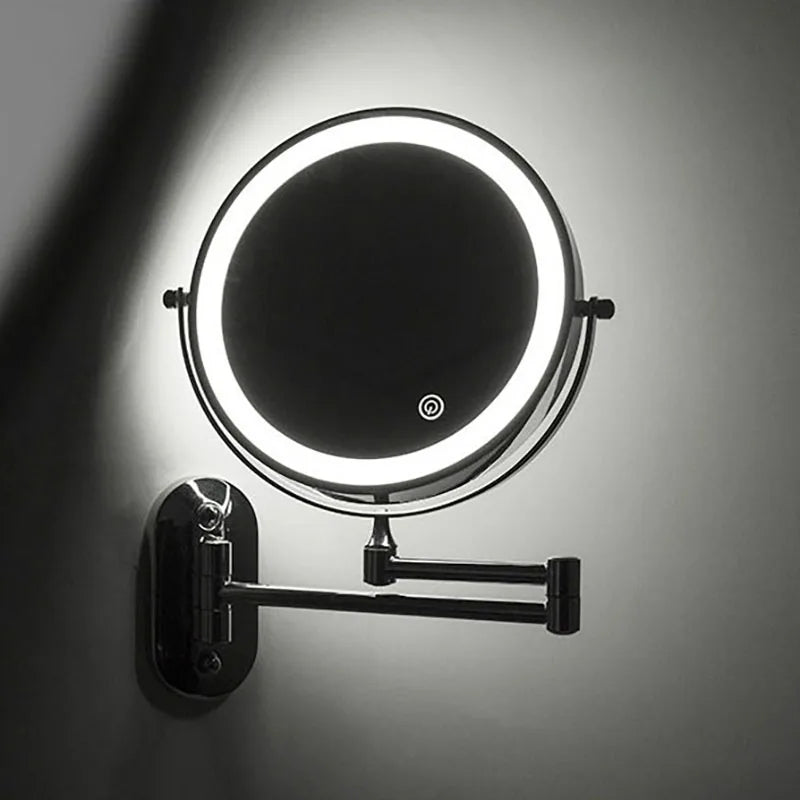 Wall Mounted Makeup Mirror Stainless Steel 20.0 cm LED Bathroom Magnifying Touch Control Rechargeable Vanity Grooming Mirror | Thomler