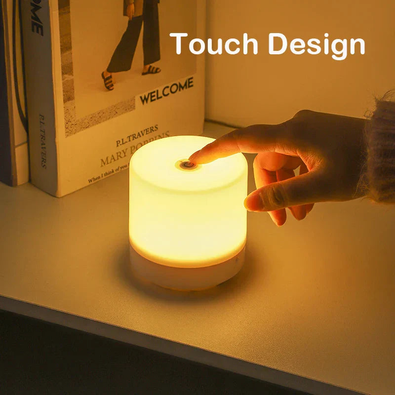 Table Lamp ABS 8.5 cm White USB Dimmable Bedroom Bedside Touch Night Light | Thomler