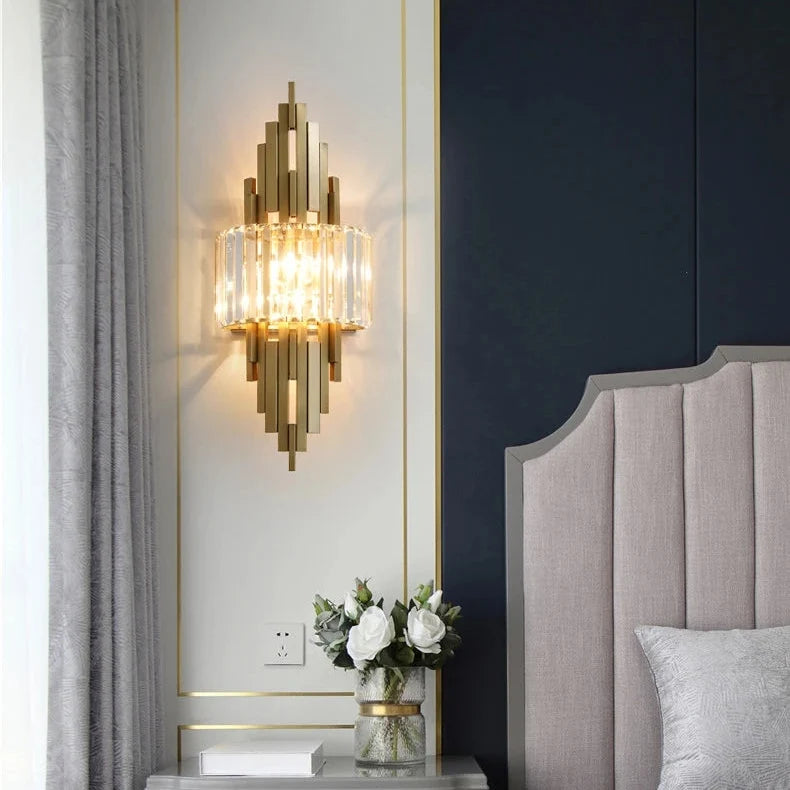Cascading Crystal Bar Wall Sconce with LED – Tiered Glass Light Fixture for Hallways, Entryways & Living Rooms | Thomler