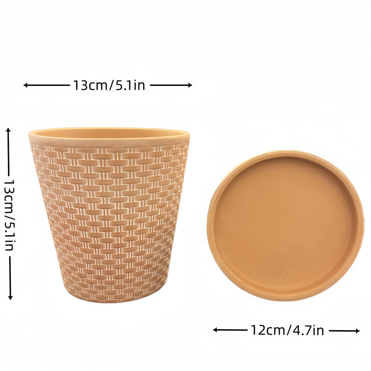 Textured Clay Planter Set with Saucers – 5 Inch Drainage Pots for Succulents, Herbs & Small Plants, Indoor Outdoor Use, 2-Pack | Thomler