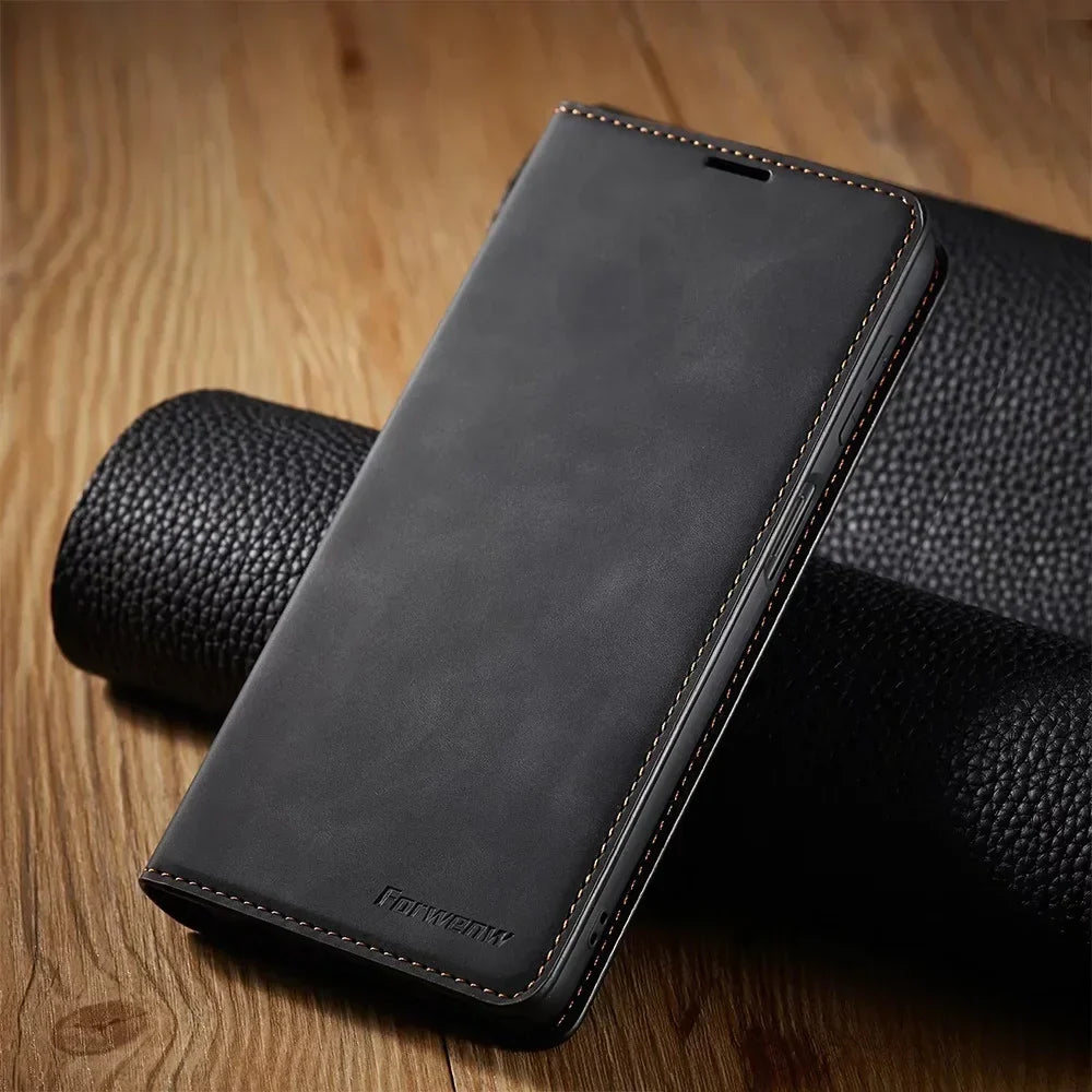 Magnetic Leather Wallet Case for Samsung Galaxy with Card Slots & Flip Cover | Premium Folio Protection for Galaxy S24 Ultra S23 S22 S21 S20 | Thomler