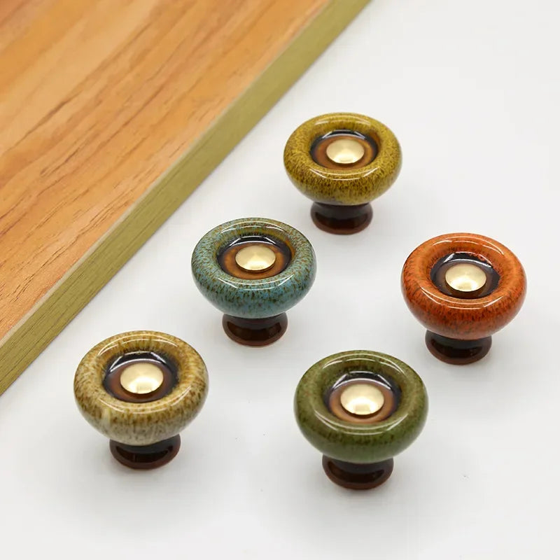 Cabinet Knob Ceramic 3.2 cm Round Furniture Drawer Kitchen Cupboard Handle Replacement Hardware | Thomler