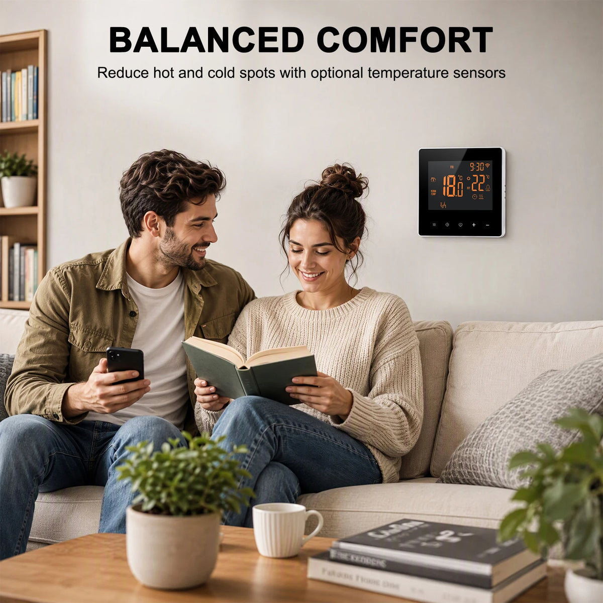 WiFi Smart Thermostat for Radiant Floor Heating – 16A Touchscreen Temperature Controller, Voice Control Compatible, Weekly Scheduling | Thomler