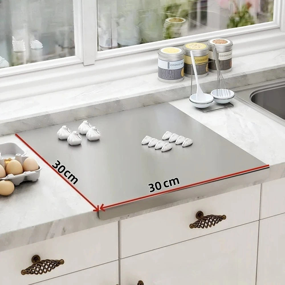 Professional Kitchen Prep Surface – Heavy-Duty Metal Work Mat with Anti-Slip Rim for Meal Prep, Baking, and Everyday Cooking | Thomler