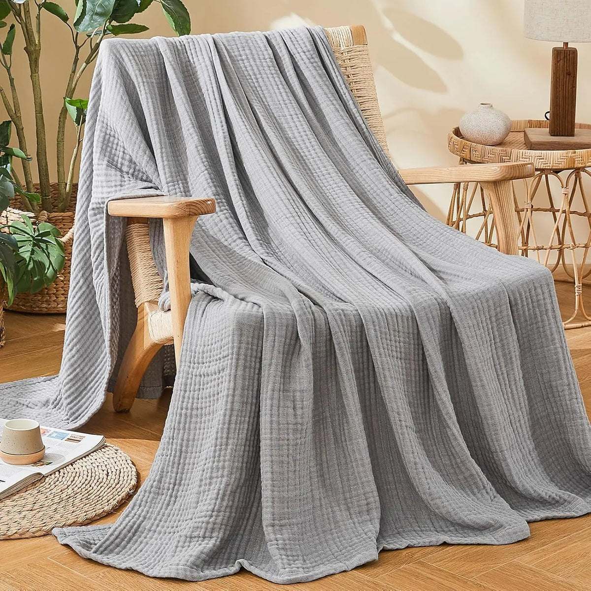 Six-Layer Cotton Gauze Throw Blanket for Couch, Bed & Travel – Breathable Year-Round Comfort | Thomler