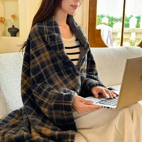 Faux Cashmere Plaid Throw Blanket – Thick Plush Portable Cover for Couch, Bed, Travel & Winter Warmth | Thomler