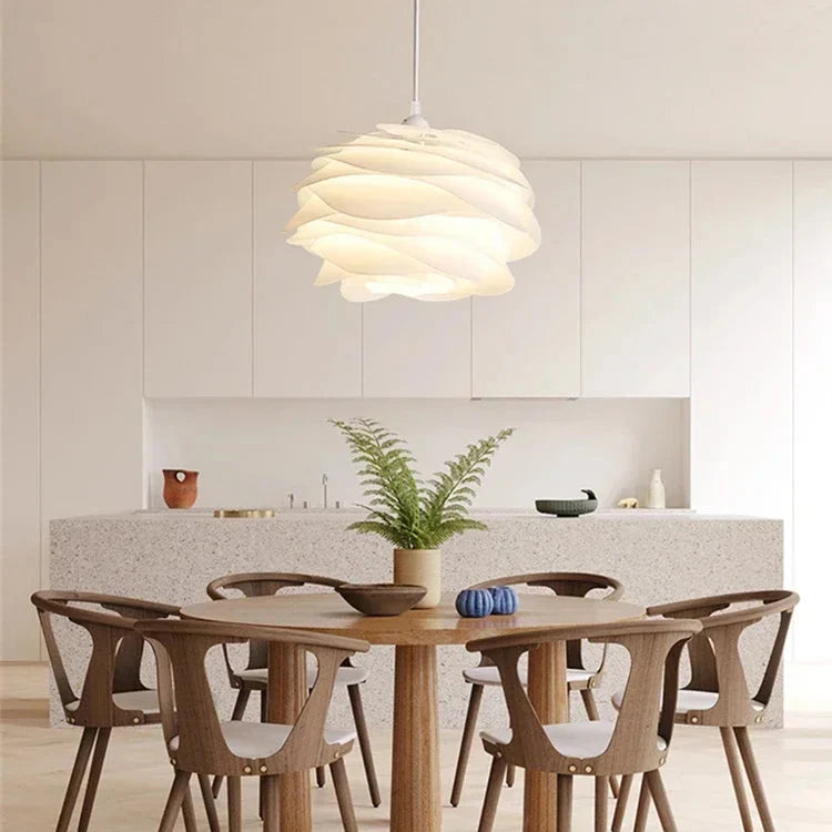Sculptural Floral Ceiling Fixture with Tiered Petal Diffuser for Dining & Living Room – Adjustable Hardwire Pendant | Thomler