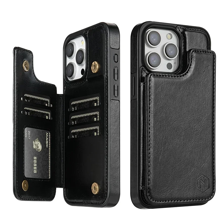 Folio Wallet Case with RFID Protection & Magnetic Closure for iPhone 16 Pro Max, 15 Plus, 14, 13, 12, 11, SE, XR, XS, 8, 7 | Thomler