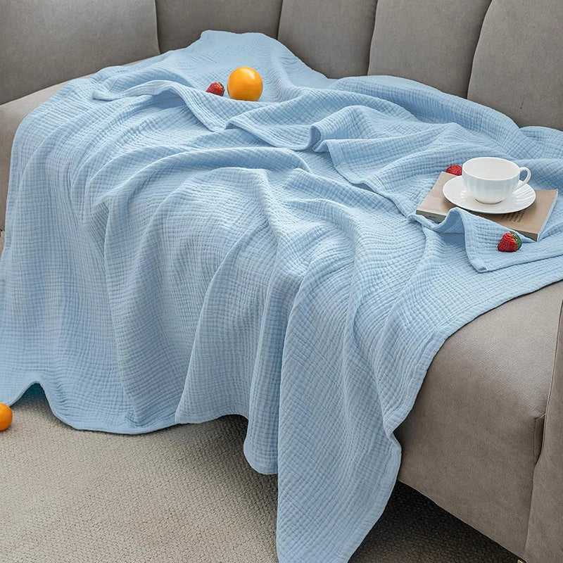 6-Layer Cotton Breathable Throw Blanket for Bed & Sofa – Lightweight All-Season Bedspread for Hot Sleepers & Year-Round Comfort | Thomler