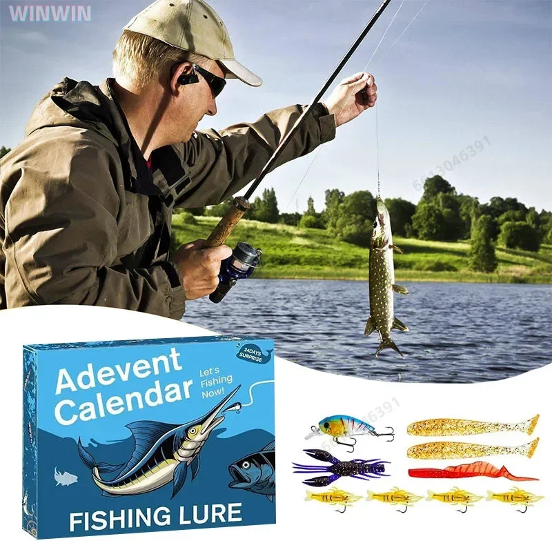 Fishing Lure Advent Calendar 24 Days – Tackle Gift Set for Bass & Trout Anglers Christmas Countdown 2025 | Thomler