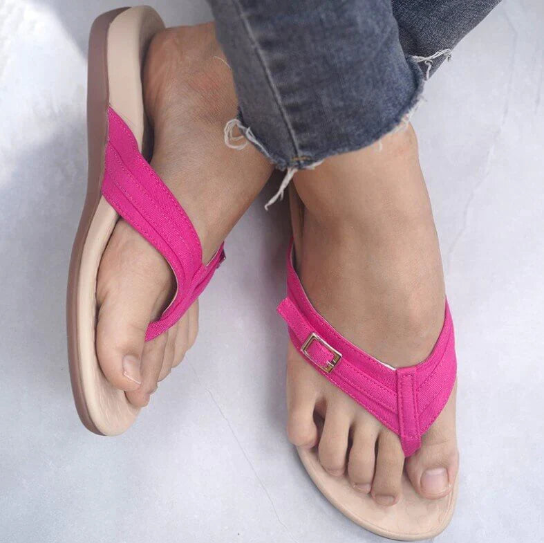 Orthopedic Arch Support Sandals for Women – Cushioned Footbed Slip-On Comfort Slides for Plantar Fasciitis & Flat Feet Relief | Thomler