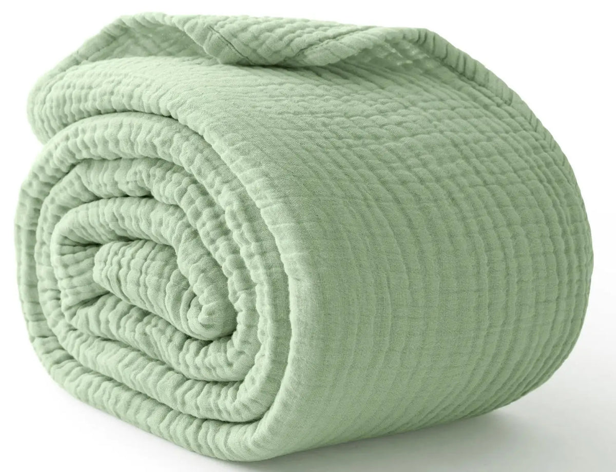Six-Layer Pure Cotton Muslin Throw Blanket for Bed & Couch – Year-Round Comfort for Sensitive Skin | Thomler