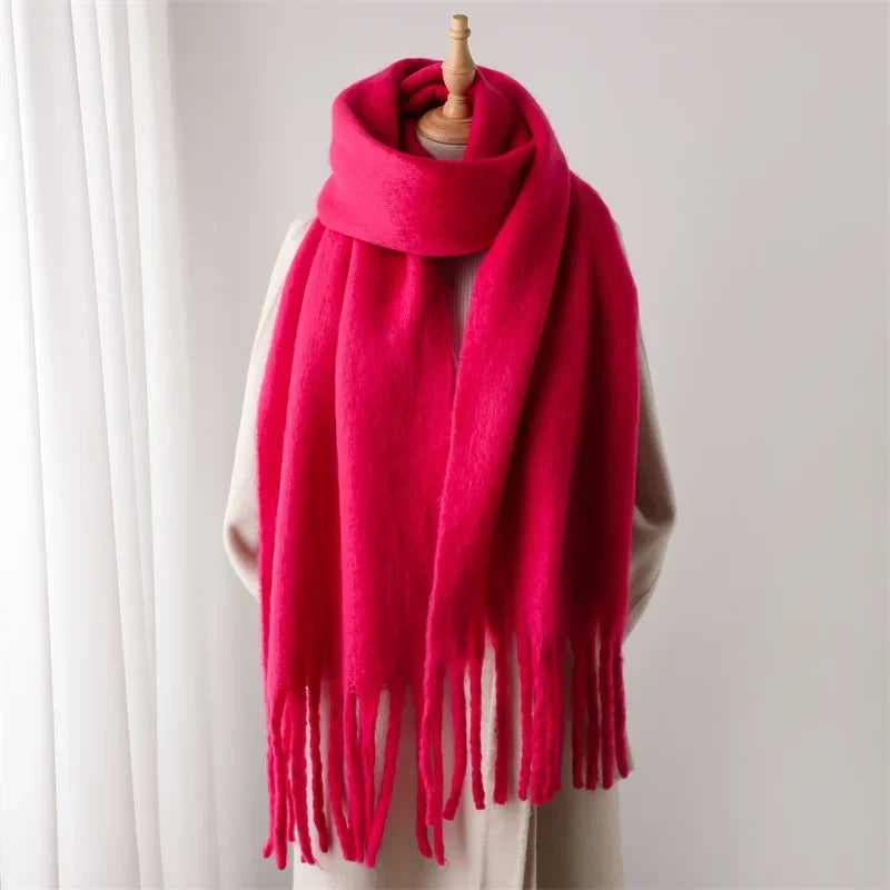 Soft Cashmere-Feel Fringe Scarf for Women – Extra Long Plaid Wrap for Fall & Winter | Thomler