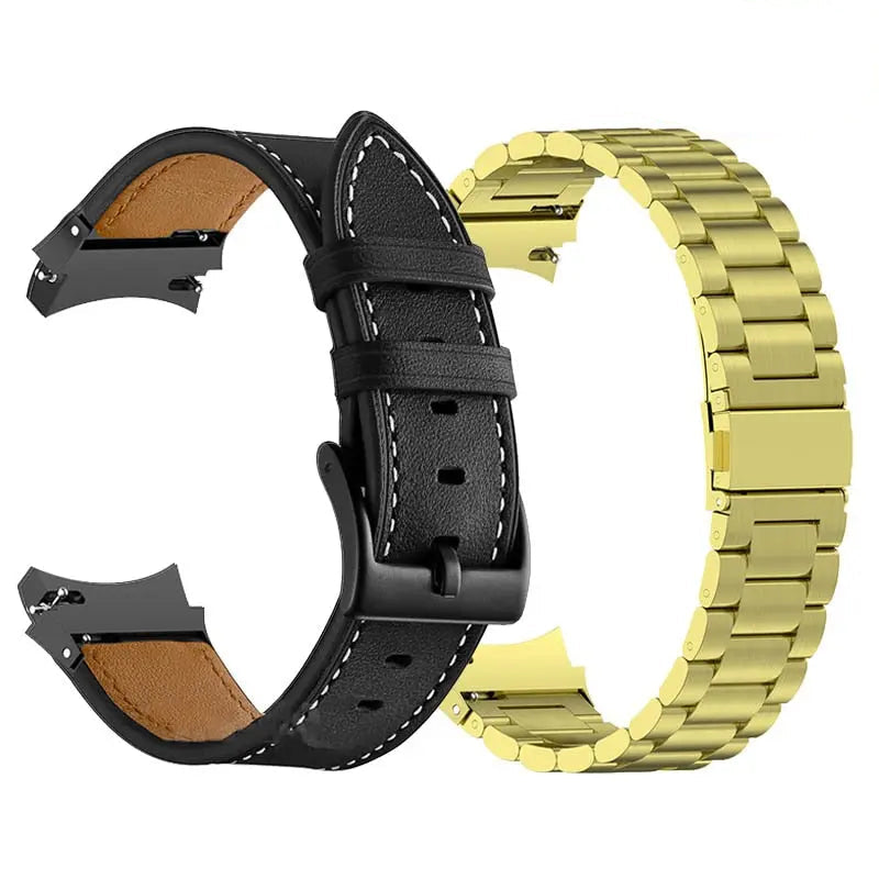Leather & Steel Smartwatch Strap for Galaxy Watch 5 – Adjustable Wristband in Multiple Finishes | Thomler